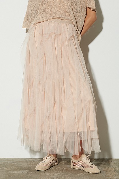 Μίντι φούστα με τούλι και βολάν