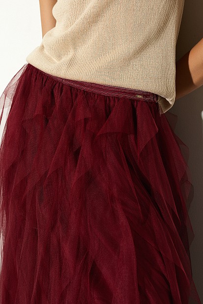 Μίντι φούστα με τούλι και βολάν