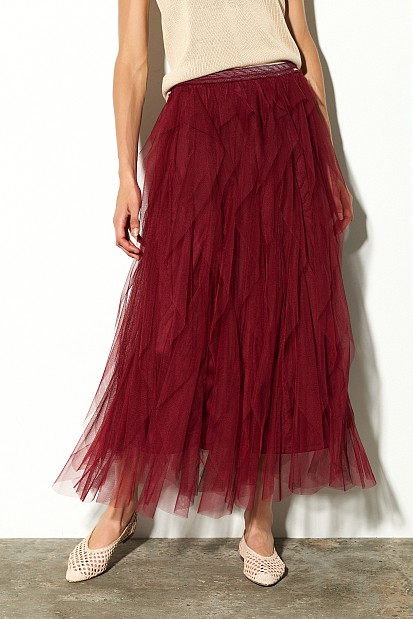 Μίντι φούστα με τούλι και βολάν