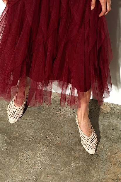 Μίντι φούστα με τούλι και βολάν