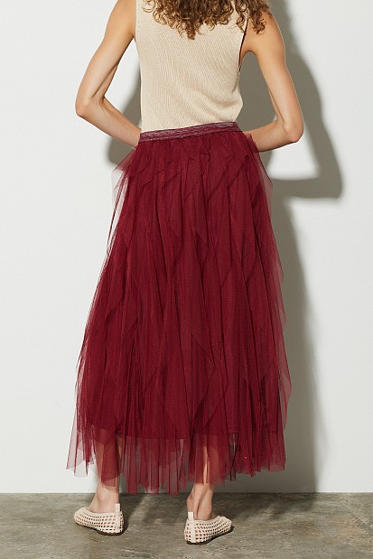 Μίντι φούστα με τούλι και βολάν