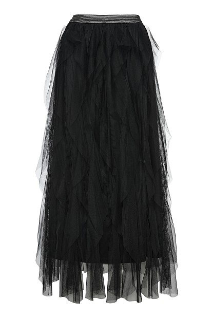 Midi skirt with tulle and ruffles