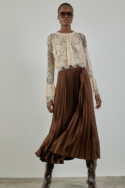 Midi pleated skirt
