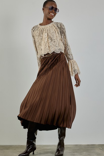 Midi pleated skirt