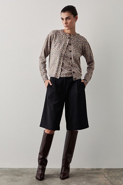 Knitted leopard print cardigan
