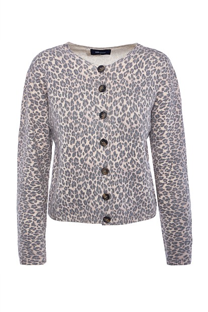 Knitted leopard print cardigan