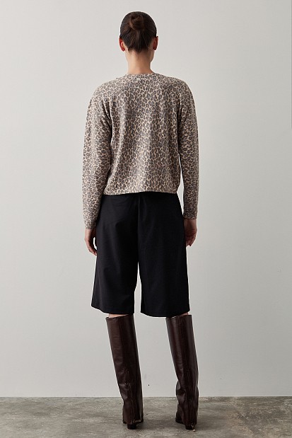 Knitted leopard print cardigan