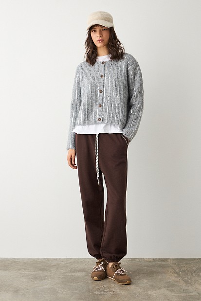 Sequined knitted cardigan