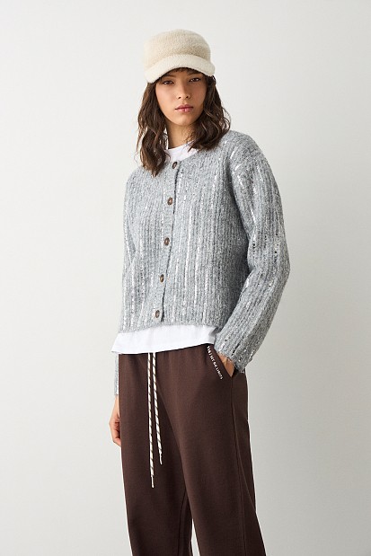 Sequined knitted cardigan