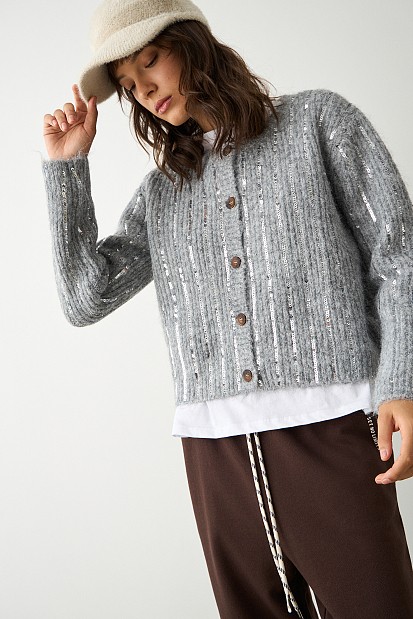 Sequined knitted cardigan
