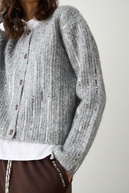 Sequined knitted cardigan