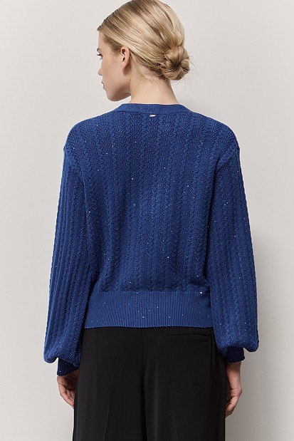 Knitted cardigan with rhinestones
