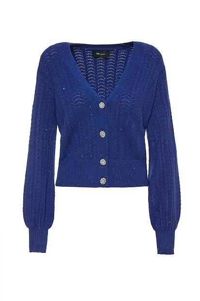 Knitted cardigan with rhinestones