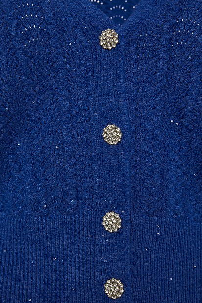 Knitted cardigan with rhinestones