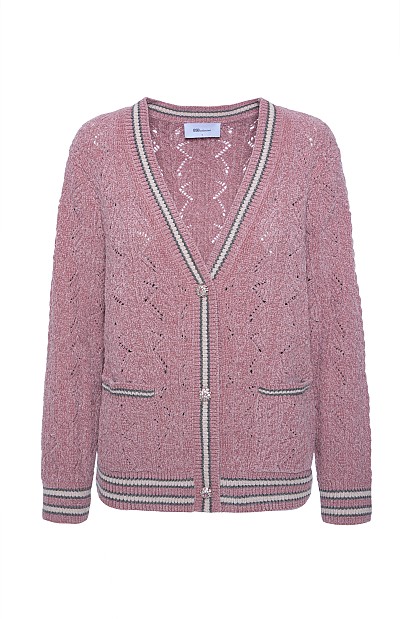 Knitted cardigan with stripe