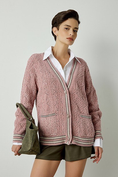 Knitted cardigan with stripe