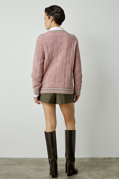 Knitted cardigan with stripe