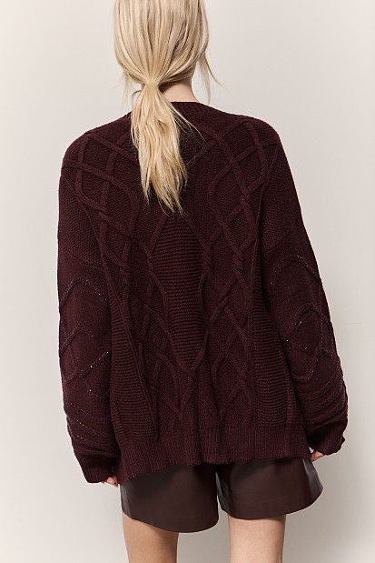 Chunky cardigan with rhinestones