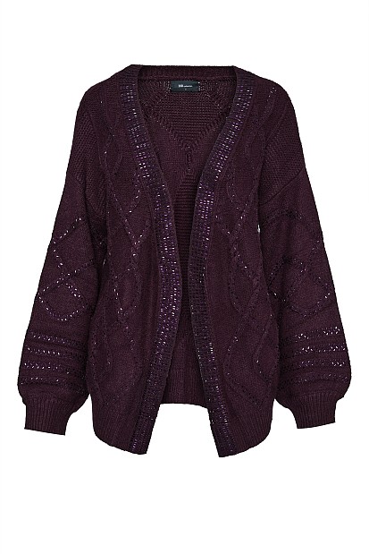 Chunky cardigan with rhinestones