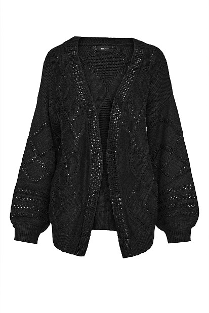 Chunky cardigan with rhinestones