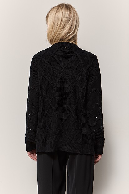 Chunky cardigan with rhinestones