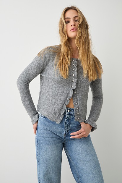 Cardigan with ruffles