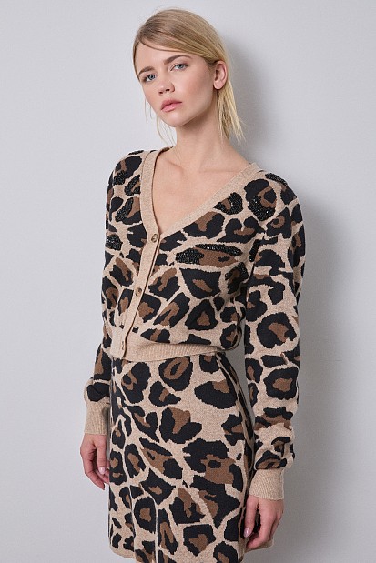 Leopard ζακέτα με στρας