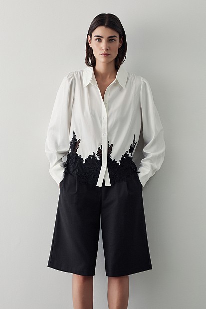 Satin shirt with lace