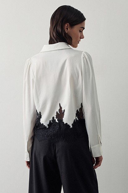 Satin shirt with lace