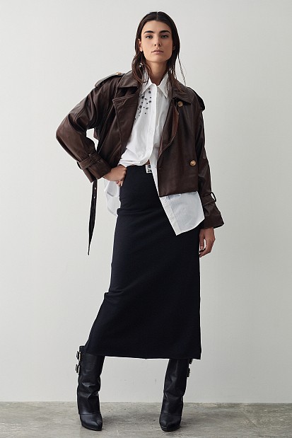 Shirt with applique rhinestones