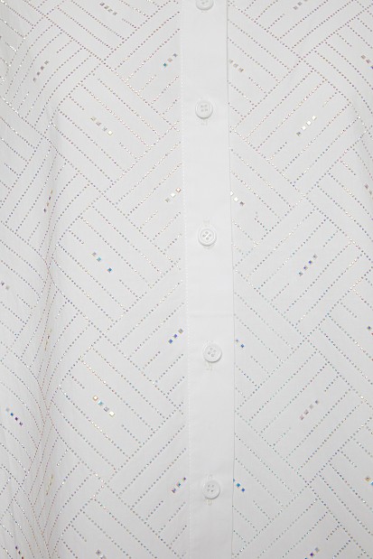 Cotton shirt with rhinestones