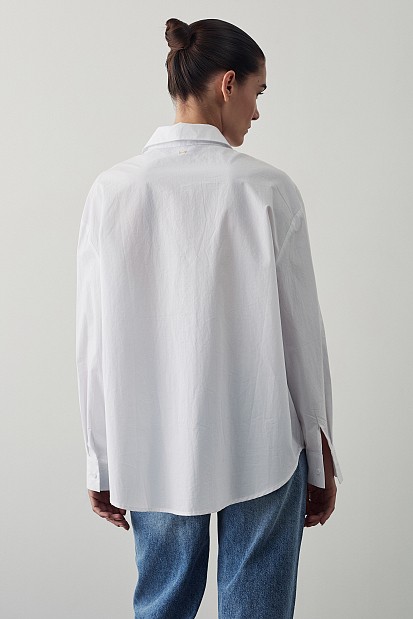 Cotton shirt with rhinestones