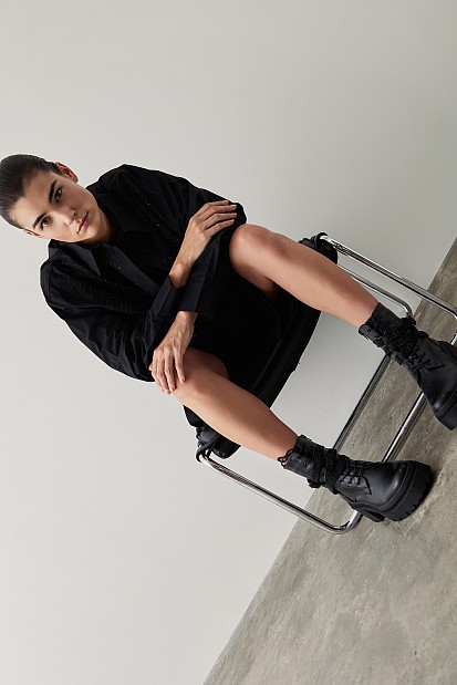 Cotton shirt with rhinestones