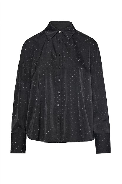 Satin shirt with rhinestones