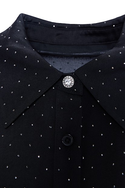Satin shirt with rhinestones