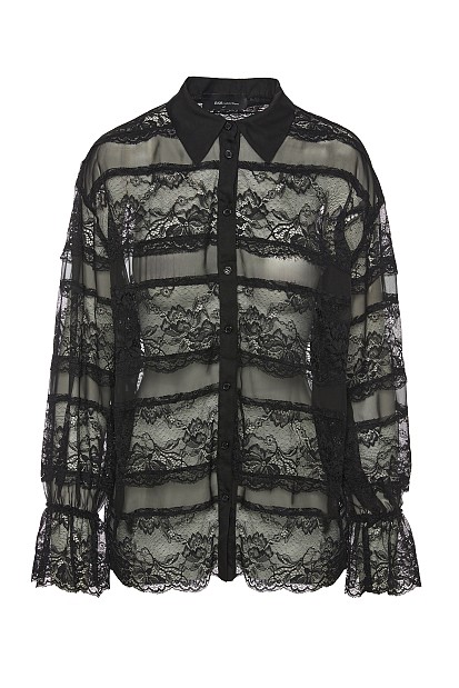 Semi sheer shirt with lace