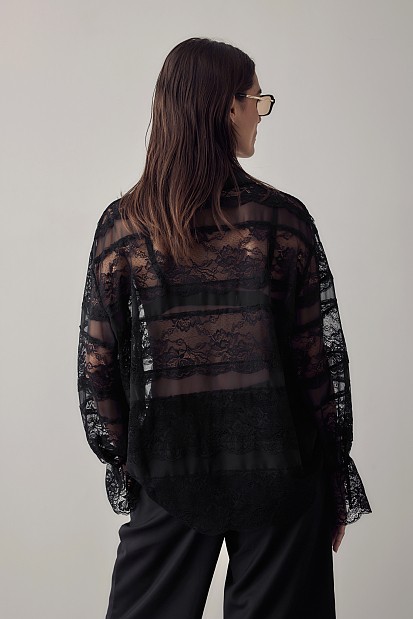 Semi sheer shirt with lace