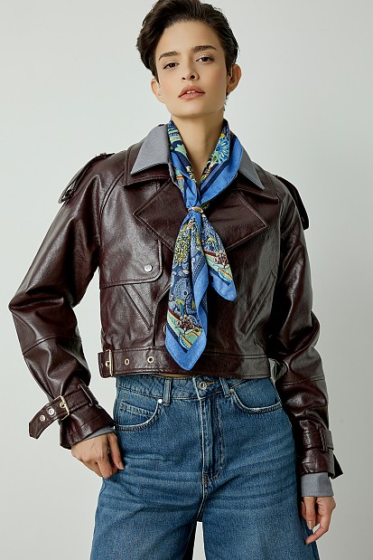 Leather look jackt with belt