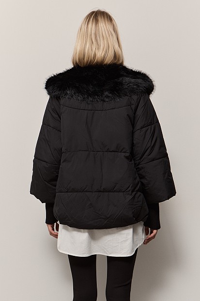 Puffer jacket with faux fur