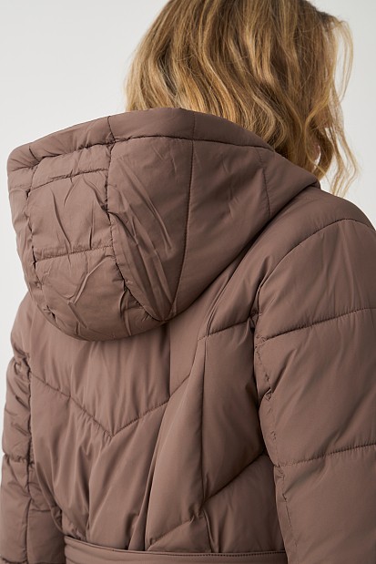 Longline puffer jacket with furry collar