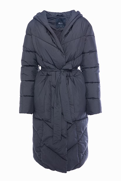 Longline puffer jacket with furry collar
