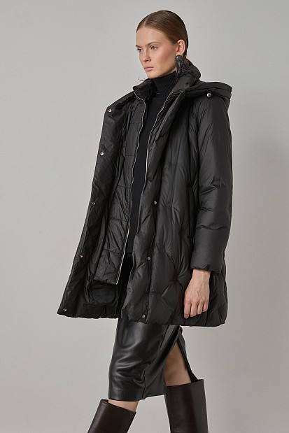 Down hooded jacket with collar