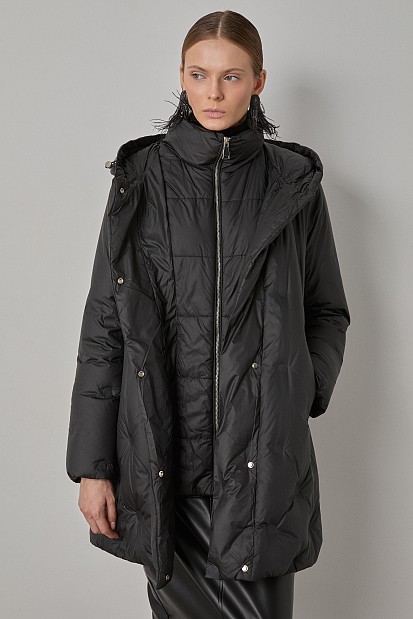 Down hooded jacket with collar