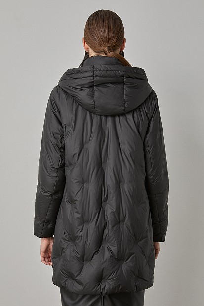 Down hooded jacket with collar