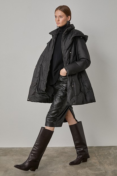 Down hooded jacket with collar
