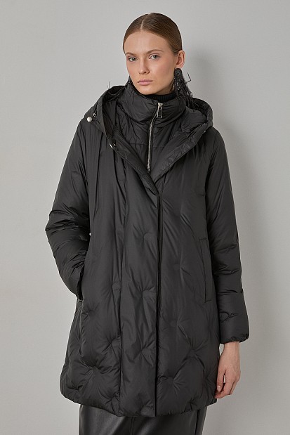 Down hooded jacket with collar