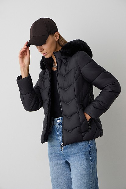 Puffer μπουφάν με κουκούλα