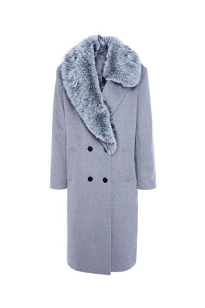 Longline coat with furry collar