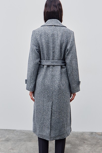 Μακρύ παλτό ψαροκόκαλο με λούρεξ