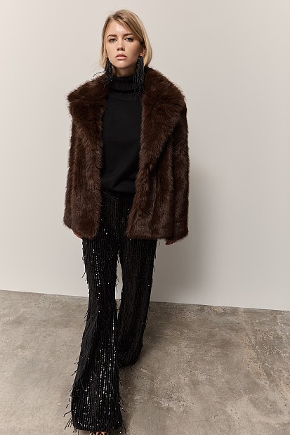 Faux fur with collar
